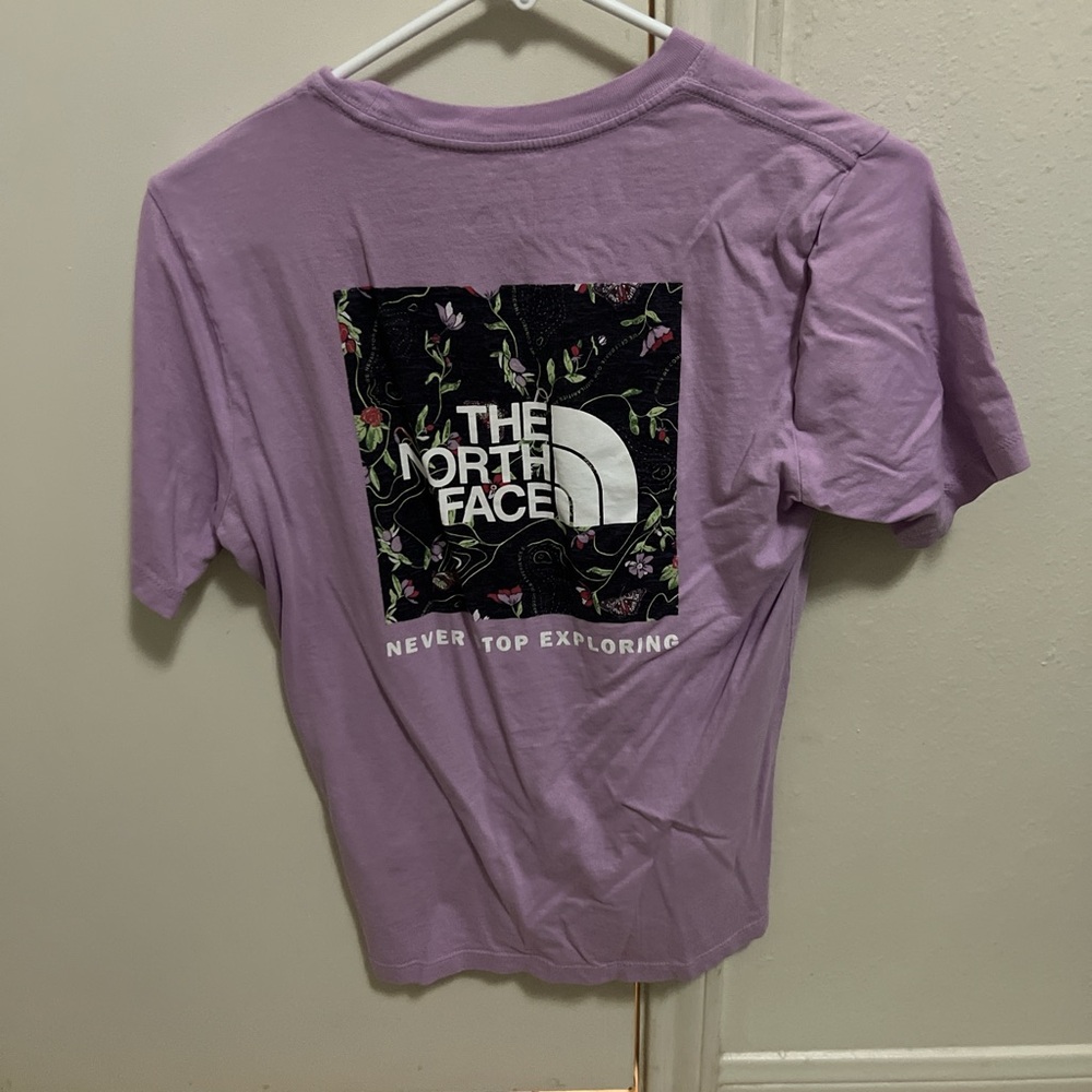 The North Face Lavender Purple Short Sleeve Tee with Floral Logo